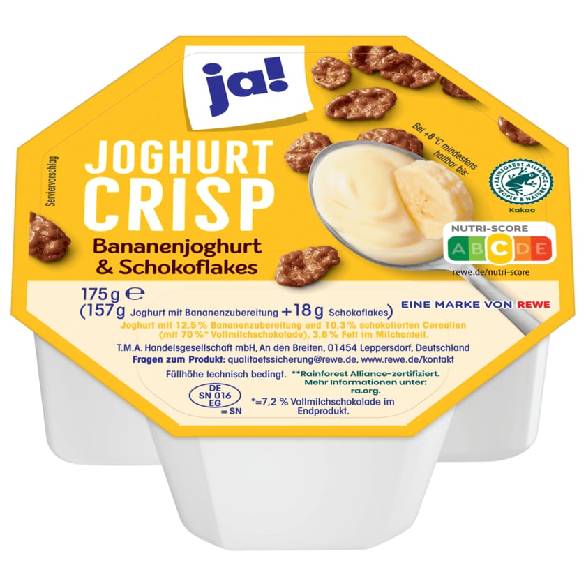 ja! Joghurt Crisp Bananenjoghurt & Schokoflakes 175g